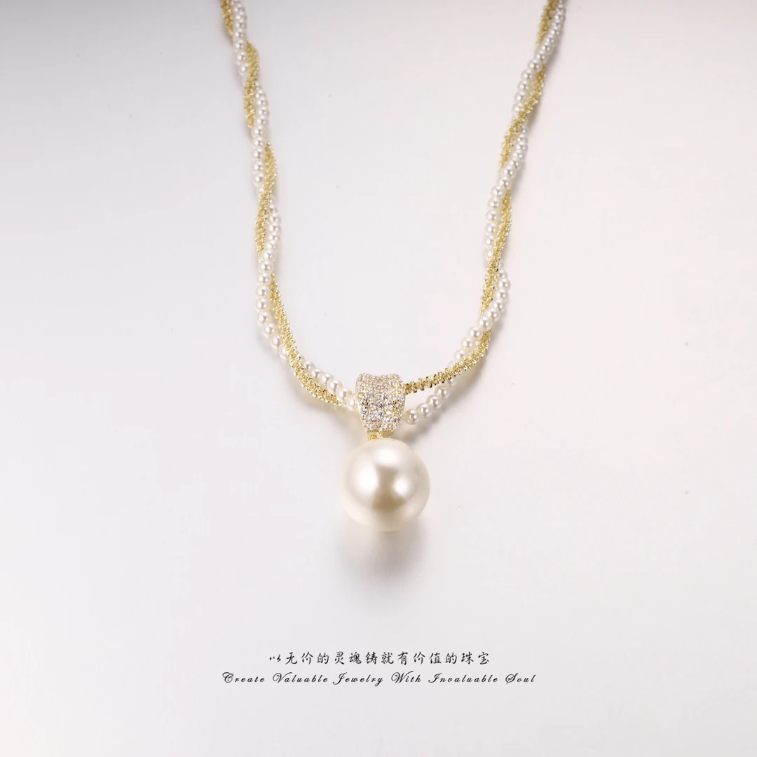 铜合金仿珍珠项链 【RUCHINE】美·双层珠珠项链（48cm）RCH-C-32107