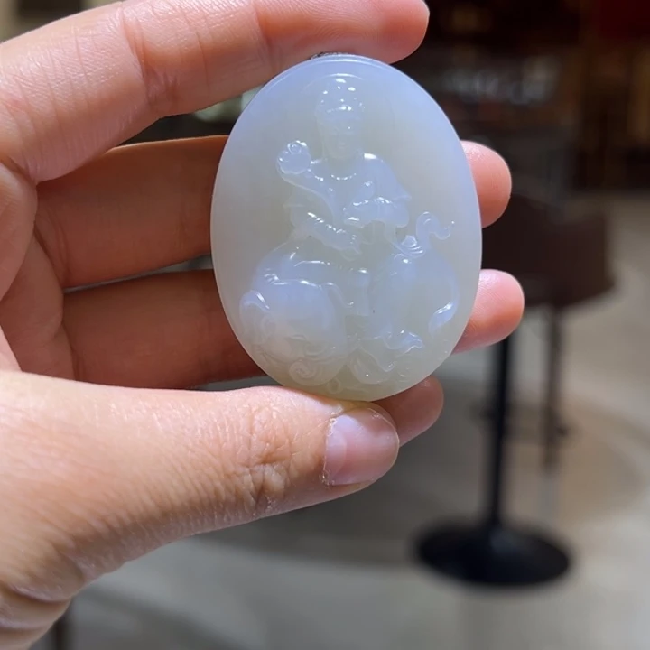 和田玉（白玉）未镶嵌吊坠(不含链)普贤观音吊坠