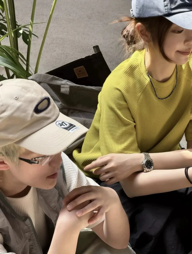 山系户外2025夏季新款男士高级感简约华夫格针织透气短袖T恤1075