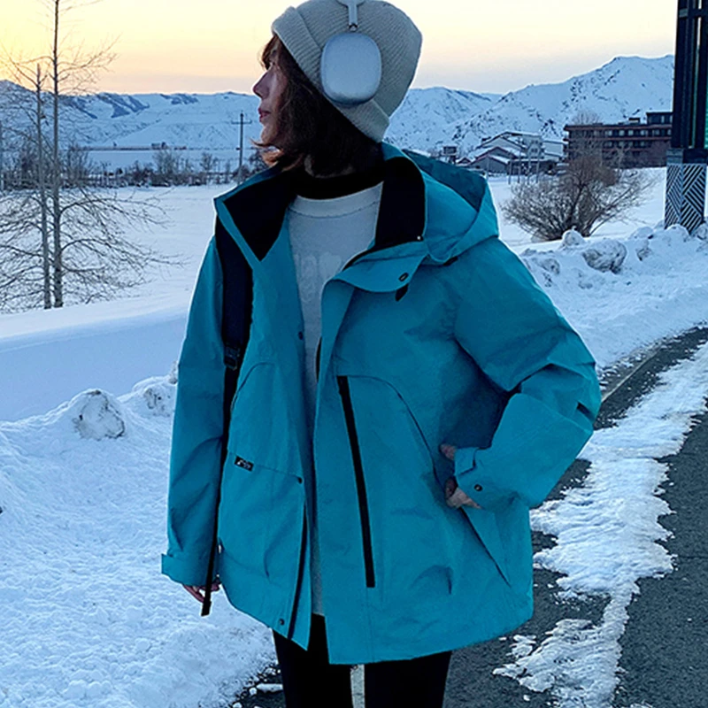 连帽冲锋衣男女同款2025春秋季外套户外运动登山服情侣装休闲夹克