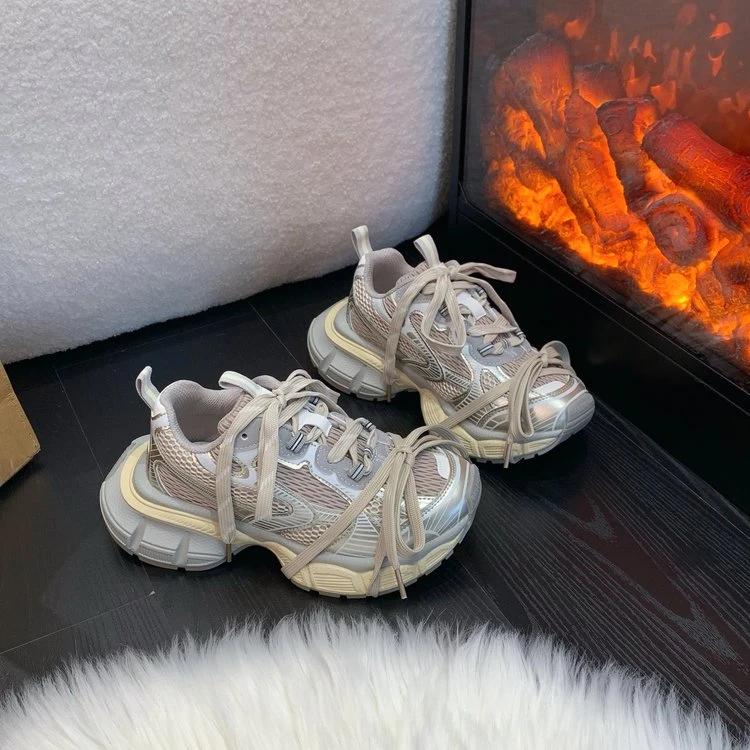 巴黎百搭老爹鞋女2025秋季新款厚底增高网面透气百搭休闲运动鞋潮