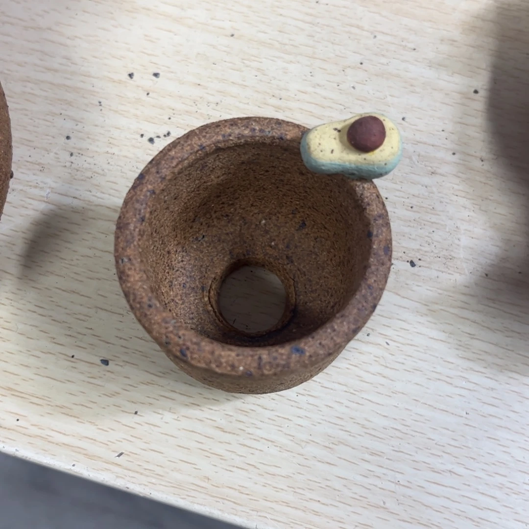 泥塑古镇炻陶花器