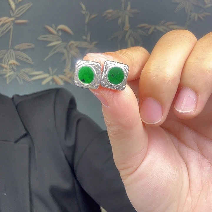 翡翠银S925镶嵌耳饰