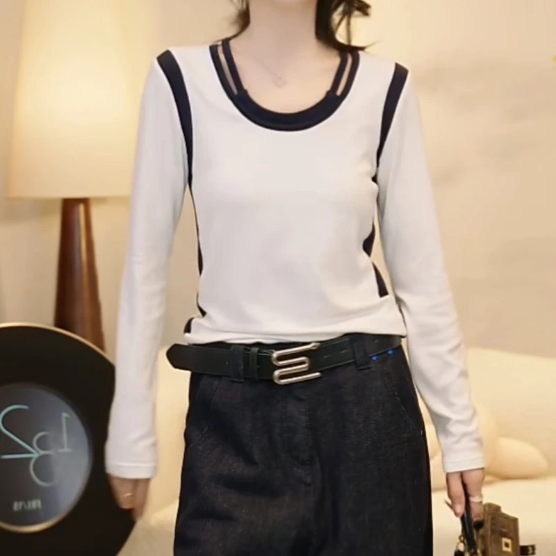 秋季新品设计师假两件百搭休闲打底衫T恤上衣LK2505741