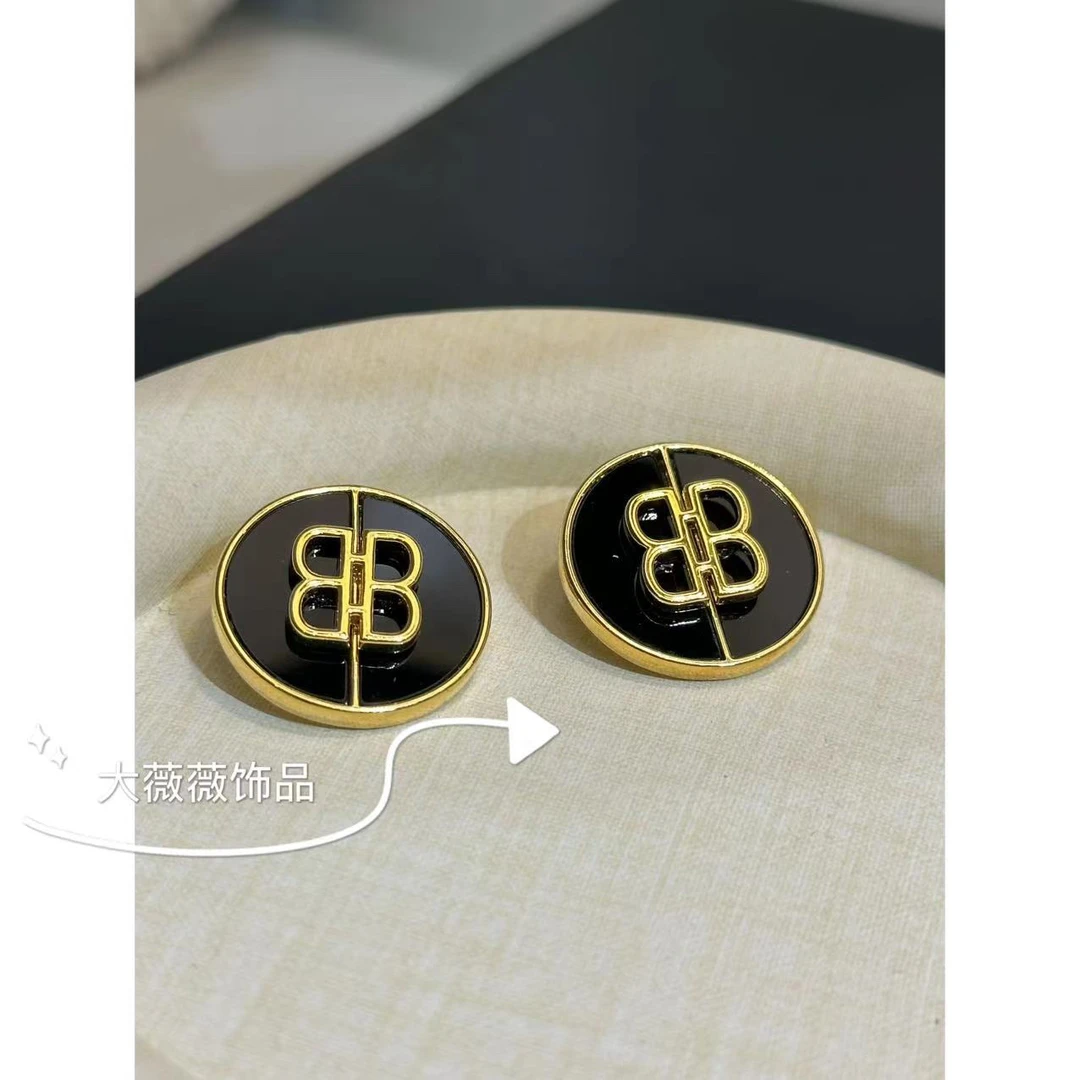 铜合金耳饰 圆形B字母时尚耳饰-67987