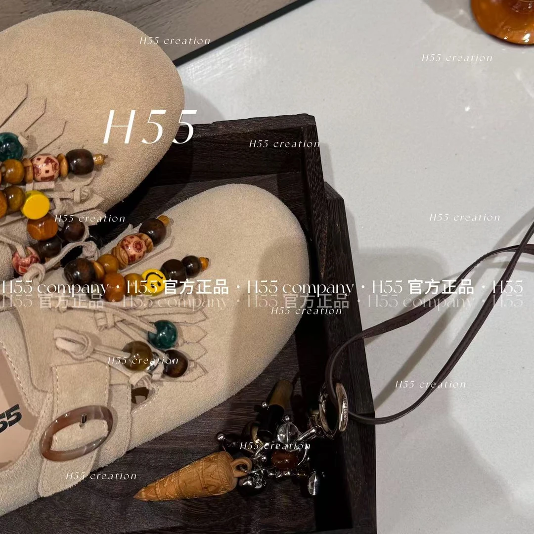 琥珀白檀｜手作串珠头层牛皮博肯鞋3cm67-2679【X】