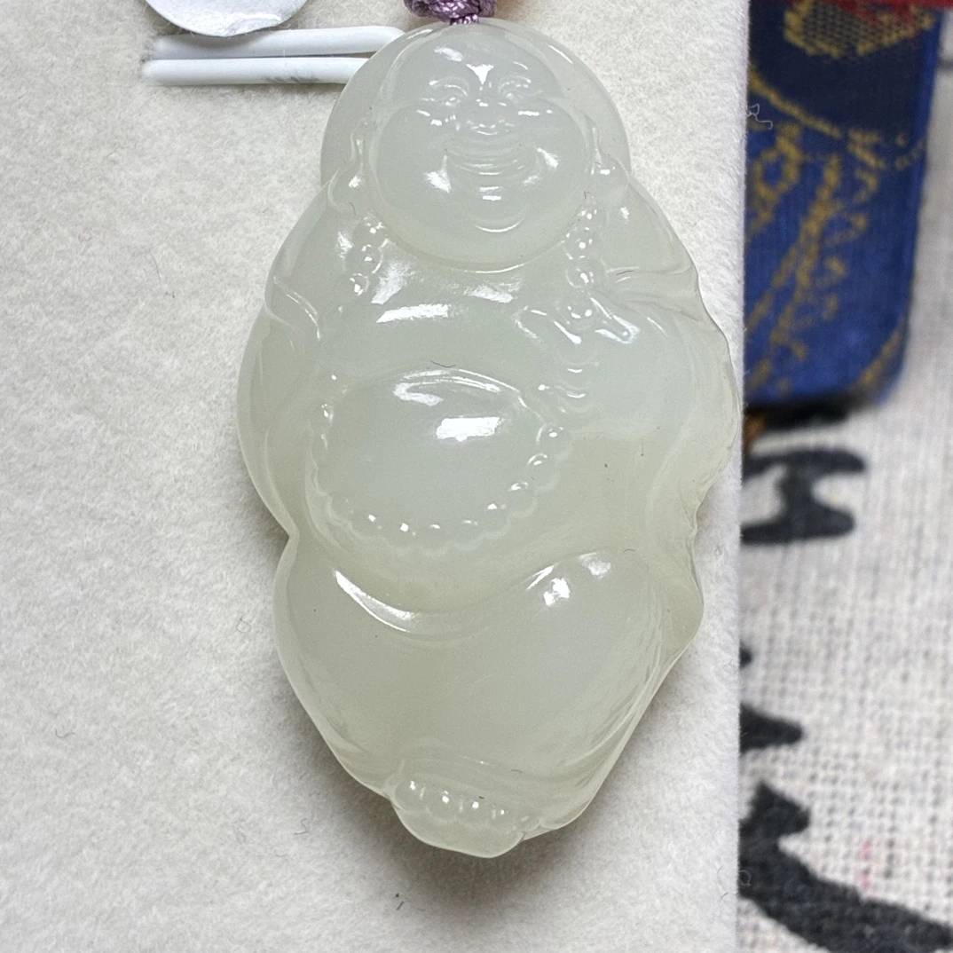 立佛 40mm 精品和田玉吊坠 弥勒佛 工艺精致材质上乘质量保证送鉴