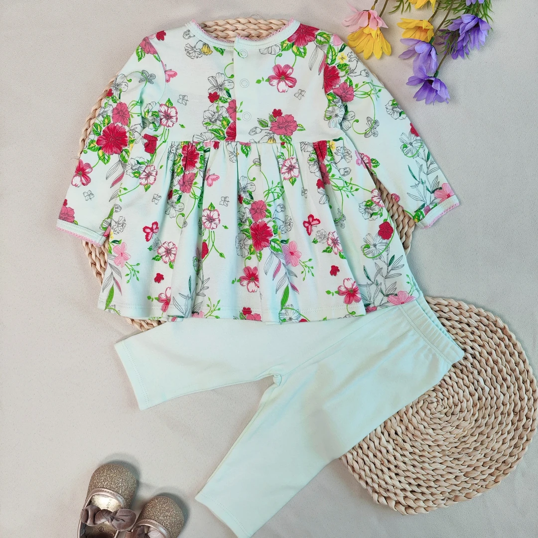 婴童裤套装女宝A类纯棉居家四季款碎花长袖两件套