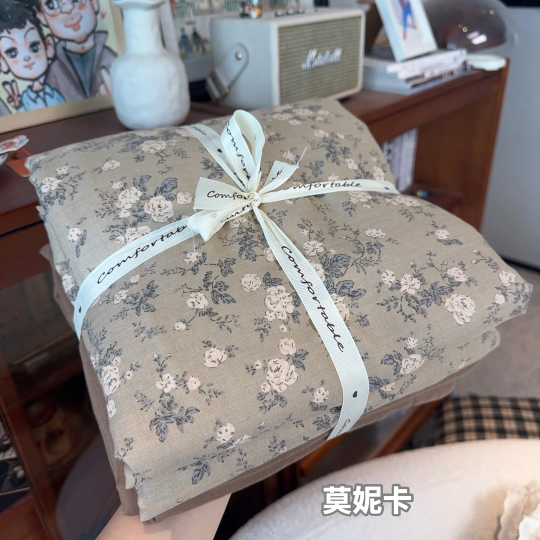 A类母婴全棉双层纱四件套柔软韩式碎花小清新ins被套床单床品亲肤
