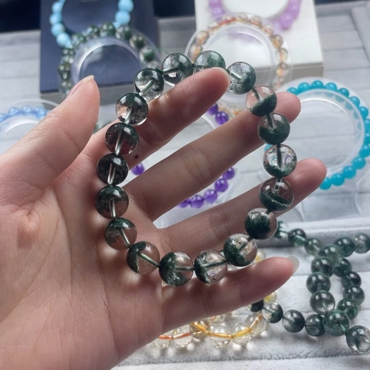 水晶圆珠未镶嵌绿幽灵11mm手串