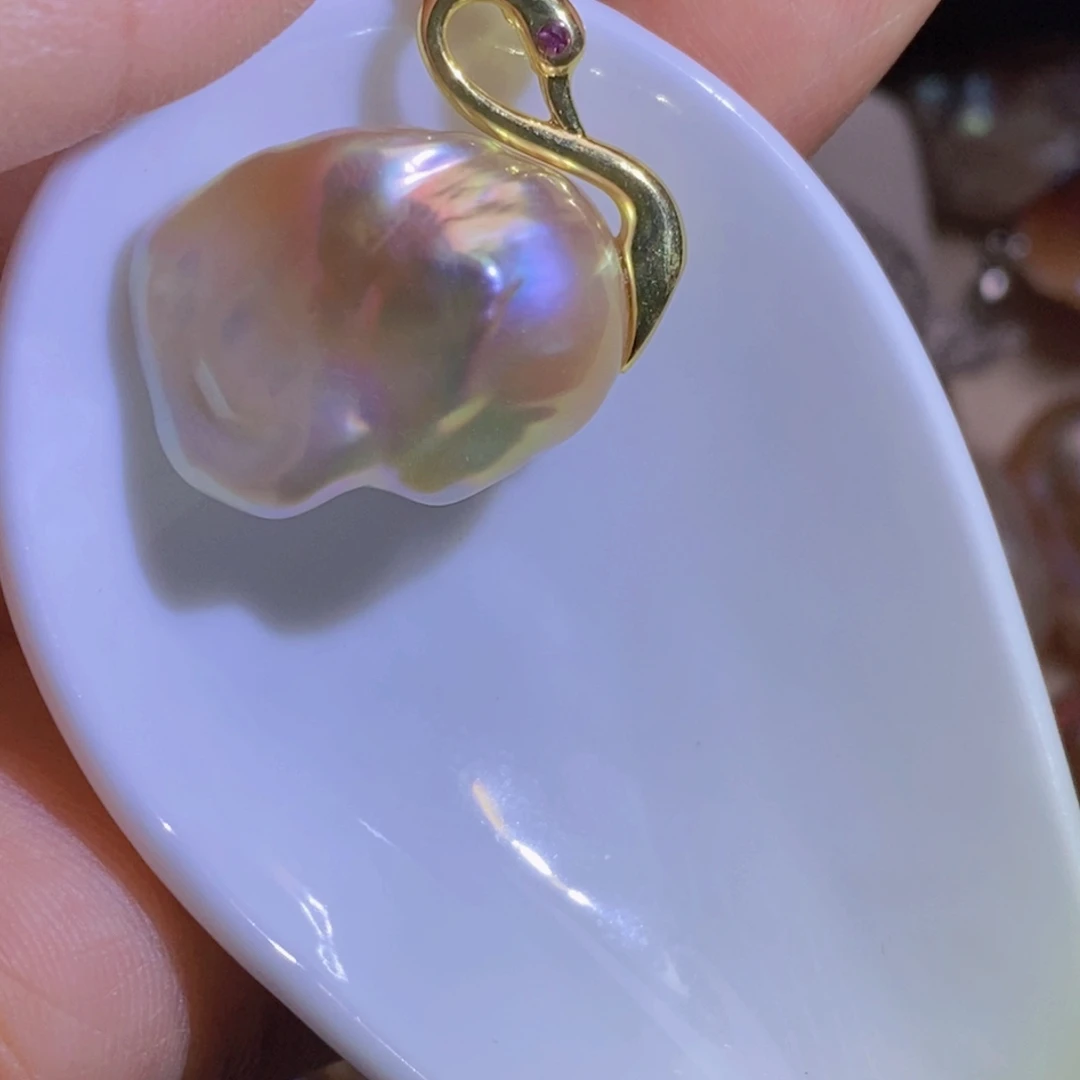 银S925镶嵌淡水珍珠天然淡水珍珠无染色无优化