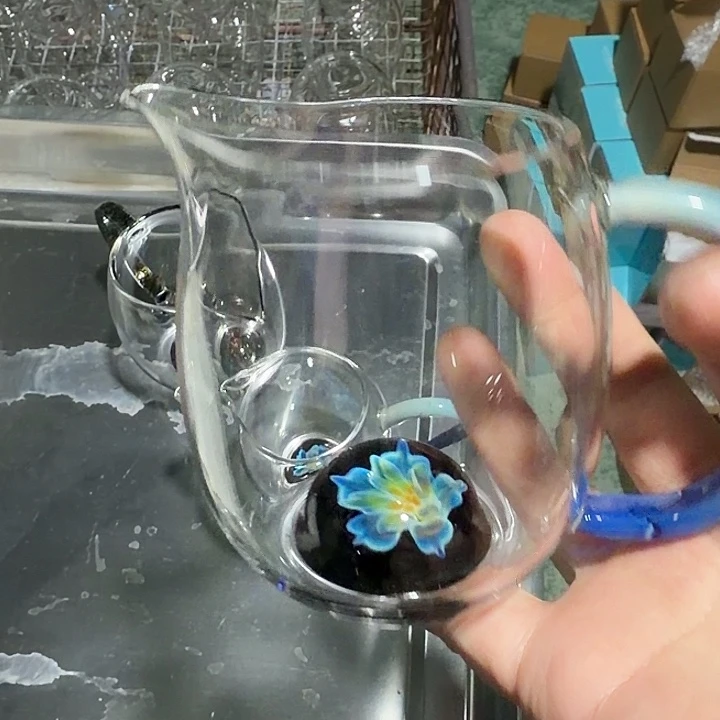 手工艺品玻璃玻璃茶器诚然蓝花语瑕