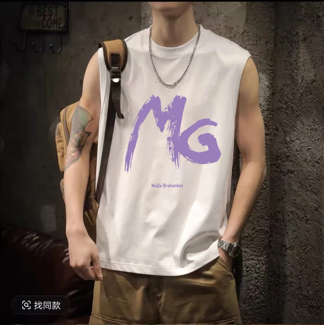 【一折区】夏季冰感无袖男女同款情侣休闲透气圆领潮流薄款无袖-8