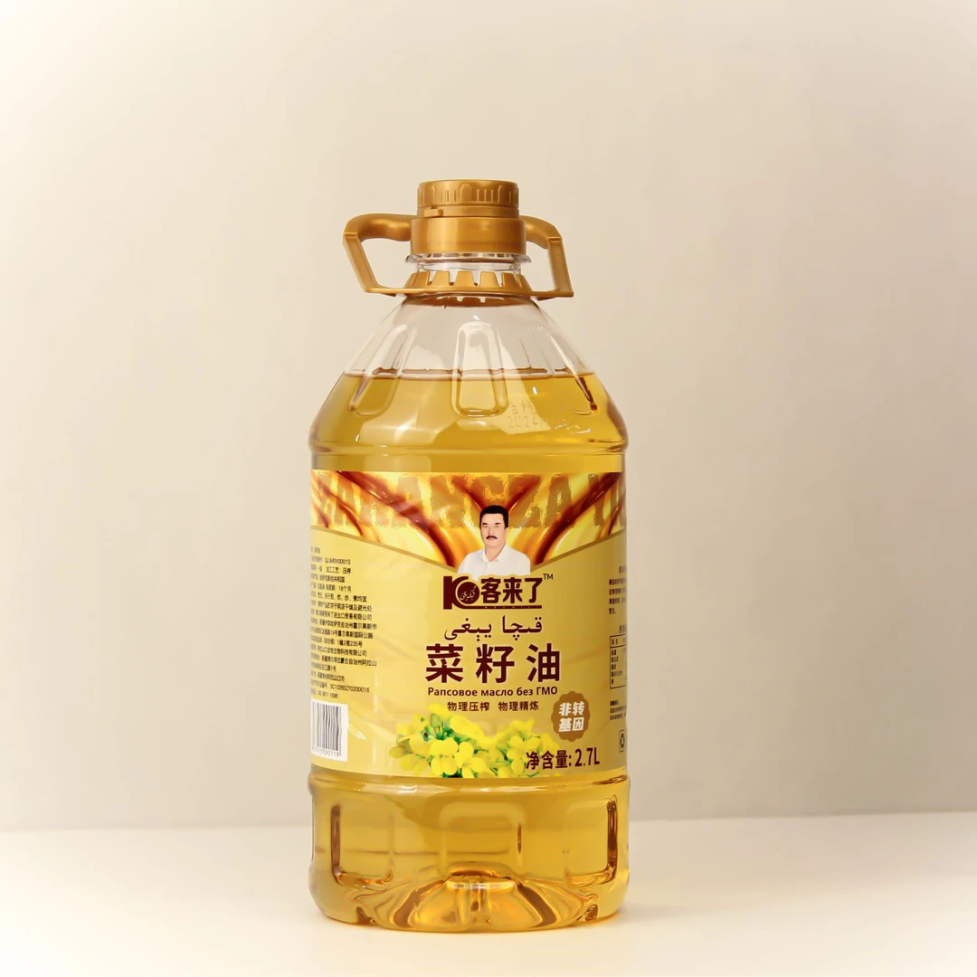 2.7升非转基因菜籽油，哈萨克斯坦原料，物理压榨，物理精炼。
