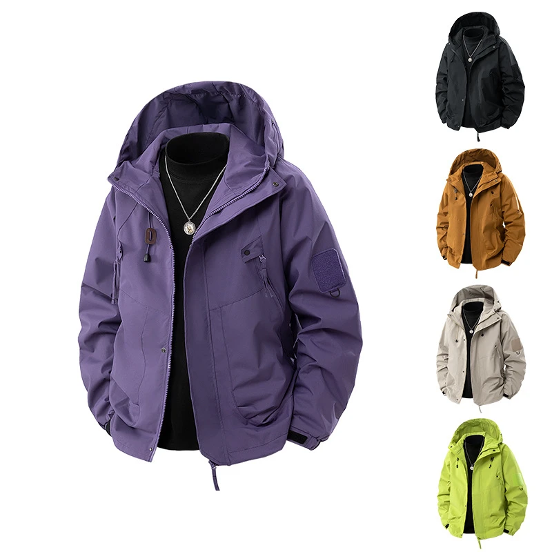 春秋季新品男士冲锋衣连帽时尚休闲潮流青年外套防风防水男夹克