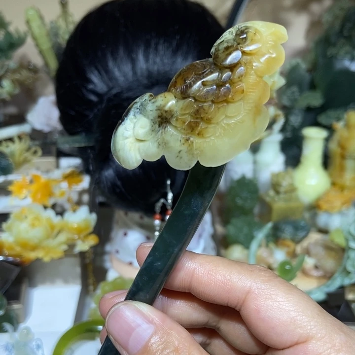 蛇纹石玉未镶嵌发饰