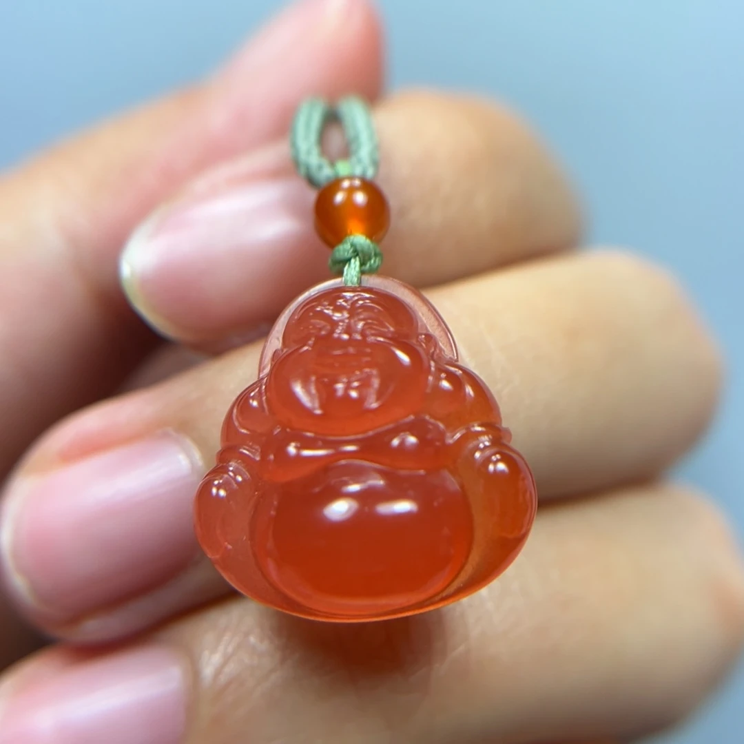 南红玛瑙冰红佛公吊坠未镶嵌