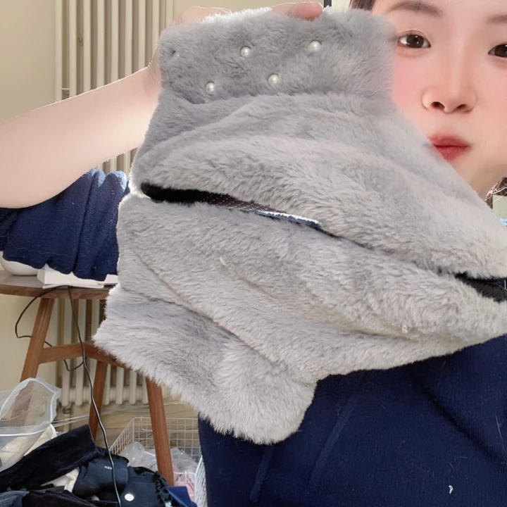 三醋酯纤维日本毛茸茸灰色小珍珠地板鞋002