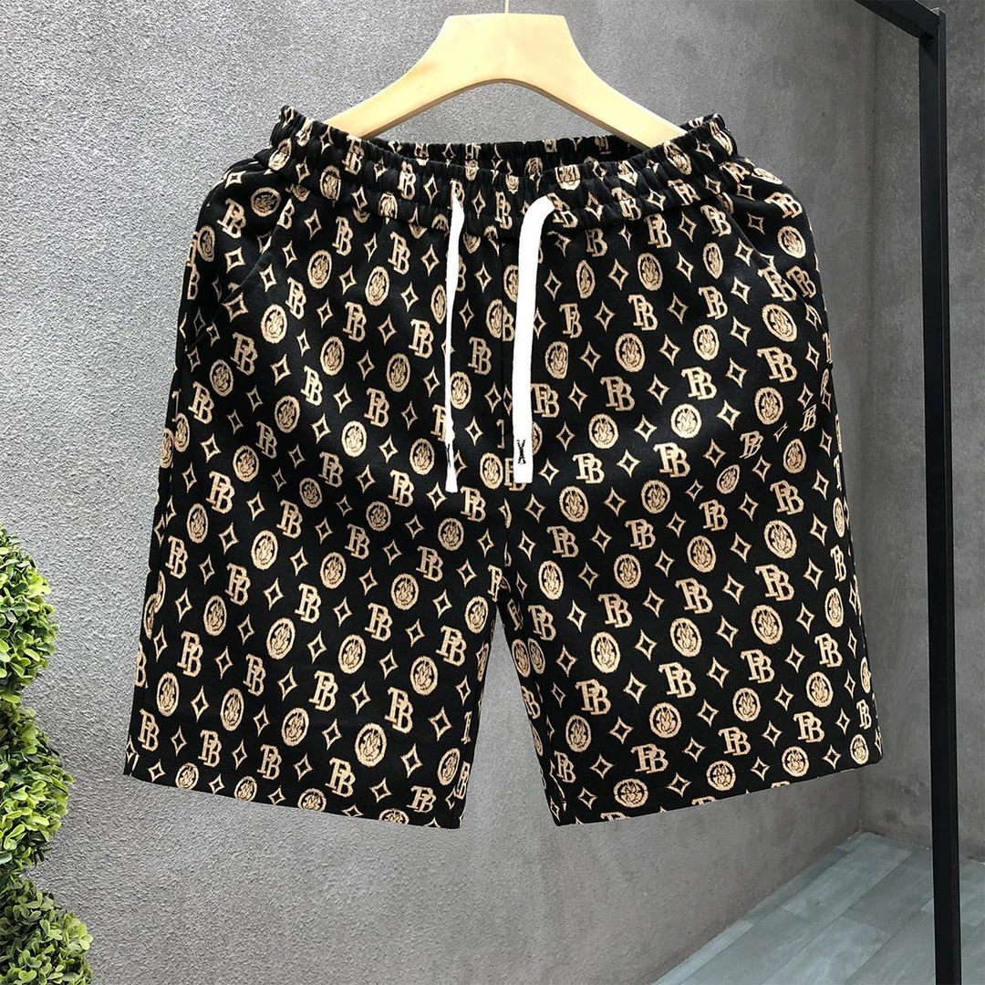 【TQUX港奢男装】高端花纹短裤男款潮牌潮流帅气五分裤2025夏季新