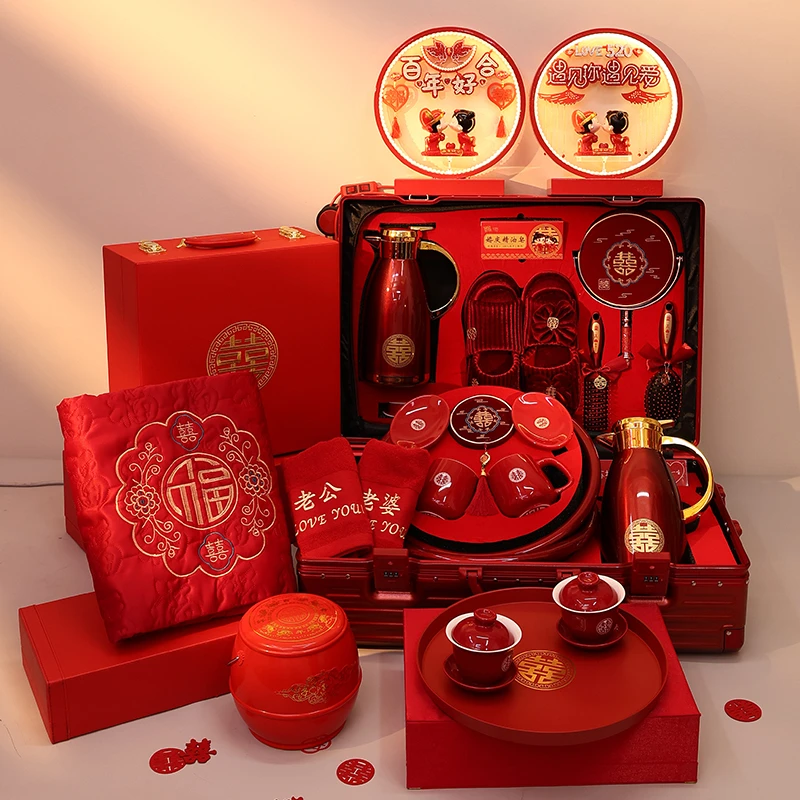 结婚嫁妆套装婚庆用品女方必买陪嫁礼盒必备套装松弛感陪嫁拉杆箱