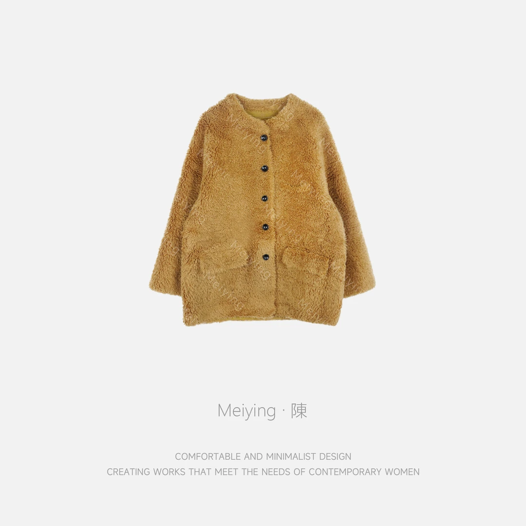 Meiying-经典轻奢琥珀鎏金100羊毛毛毛外套YA5DQ011