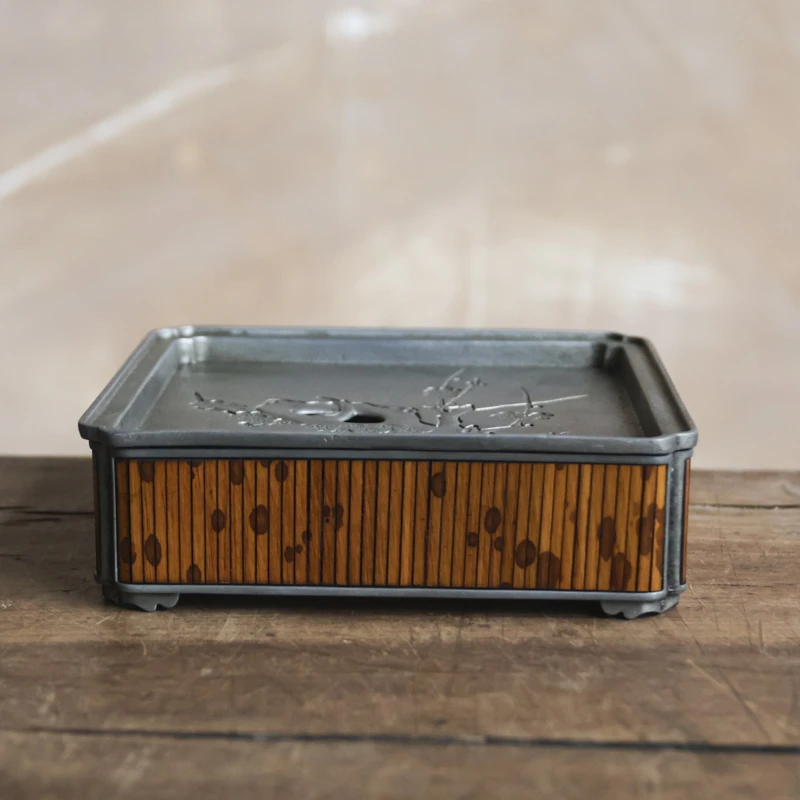 【慕白茶集】锡壶承（正方）直径15.5CM（古篱S0004）