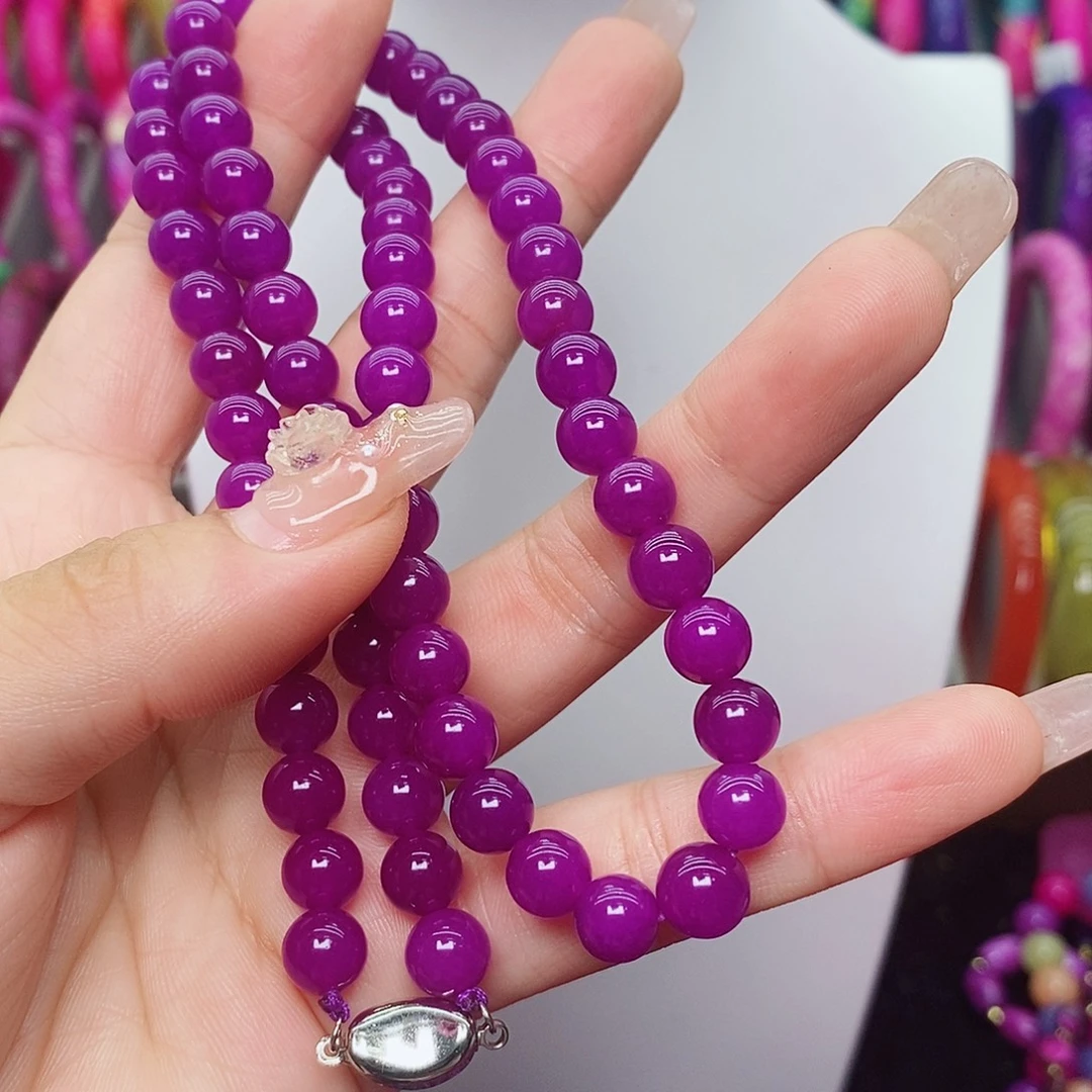 贝***壳非金属珐琅凝胶紫8眯项链