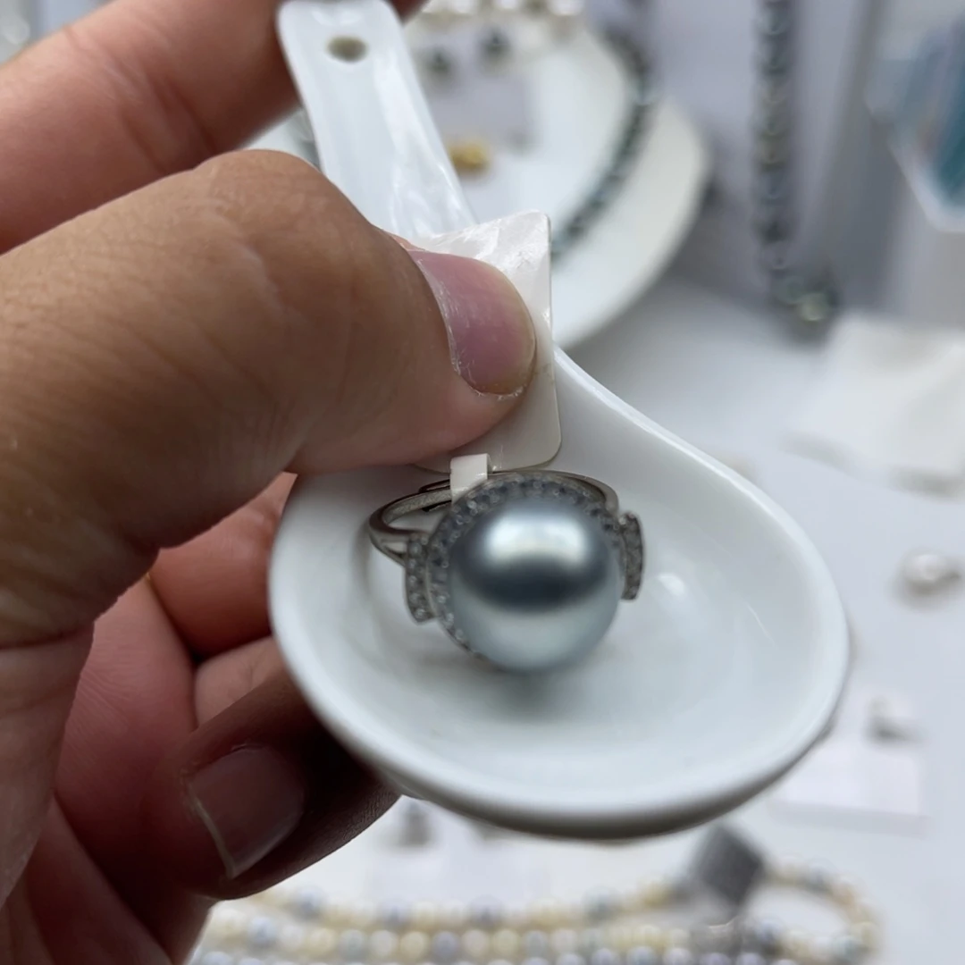 银S925镶嵌戒指海水珍珠