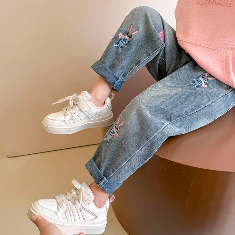 女童牛仔裤春秋2025新款时髦洋气女孩宝宝春装老爹裤春款儿童裤子