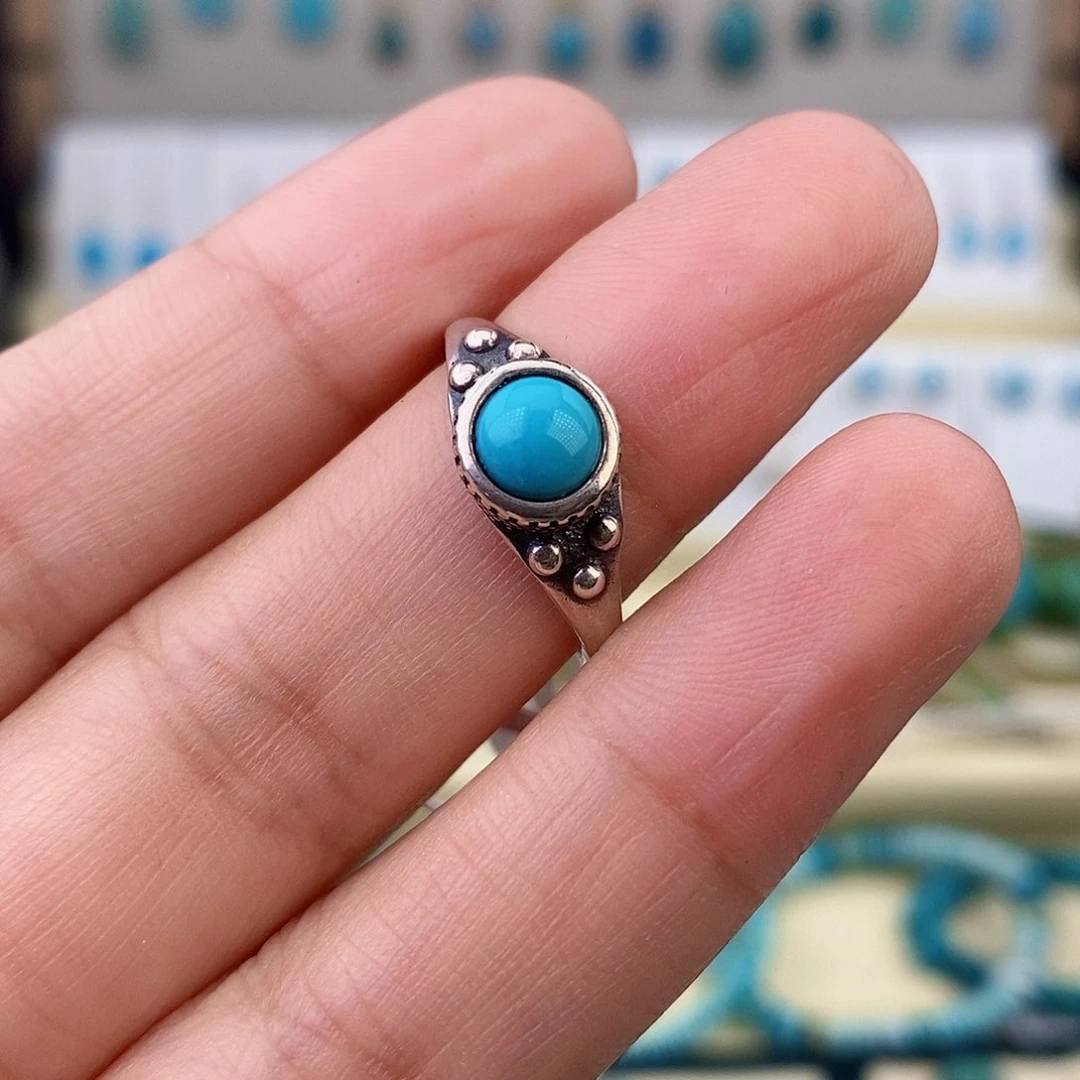 绿松石银S925镶嵌戒指