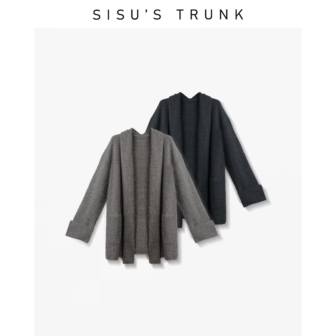 SISU【物与山岚】【绵羊毛】轻奢设计师款洋气女士针织绵羊毛上衣