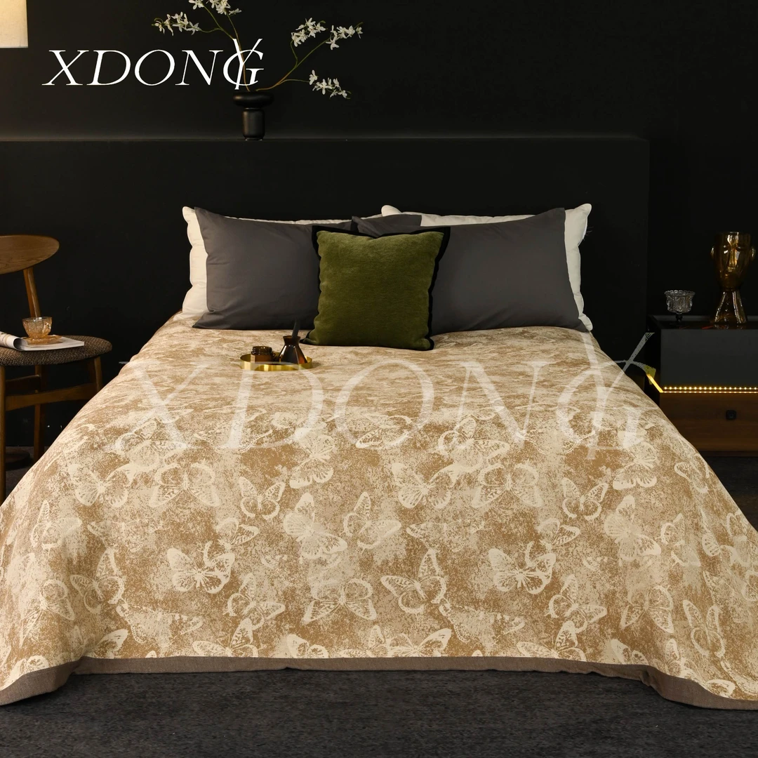 XDONGY（冬云家纺）230*250高奢冰岛 丝 鹏游蝶梦 床盖毯
