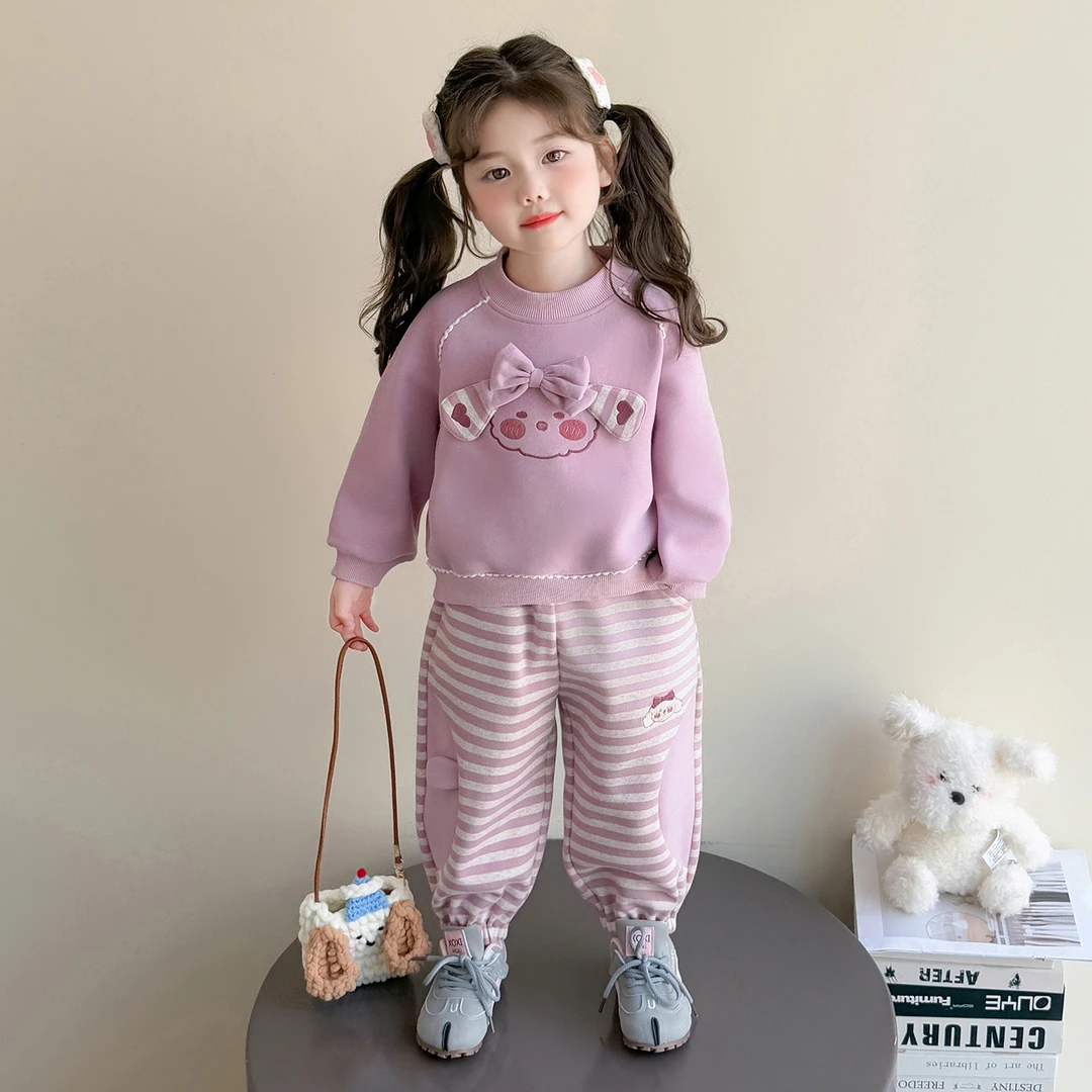 女童卡通卫衣套装洋气儿童春秋季新款女宝宝休闲两件套小女孩时髦