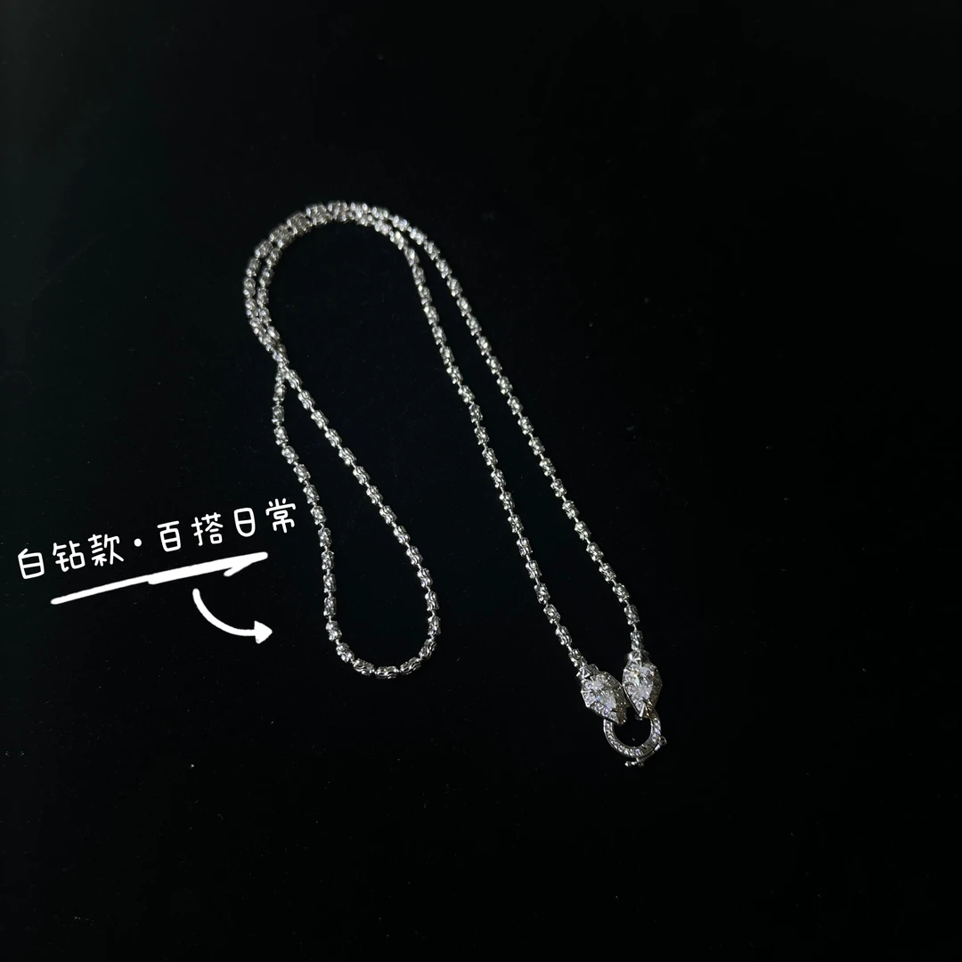链子925银锆石 欧美风百搭设计款蛇扣链颈链链条日常通用