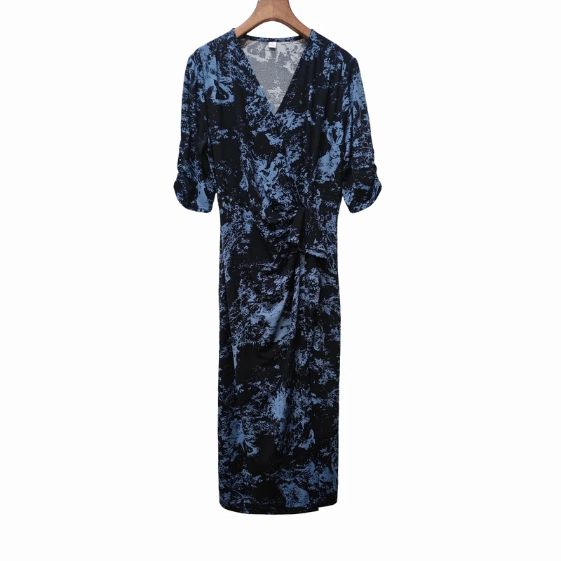 【主播甄选】高端定制时尚优雅气质印花连衣裙修身显瘦女装中长裙