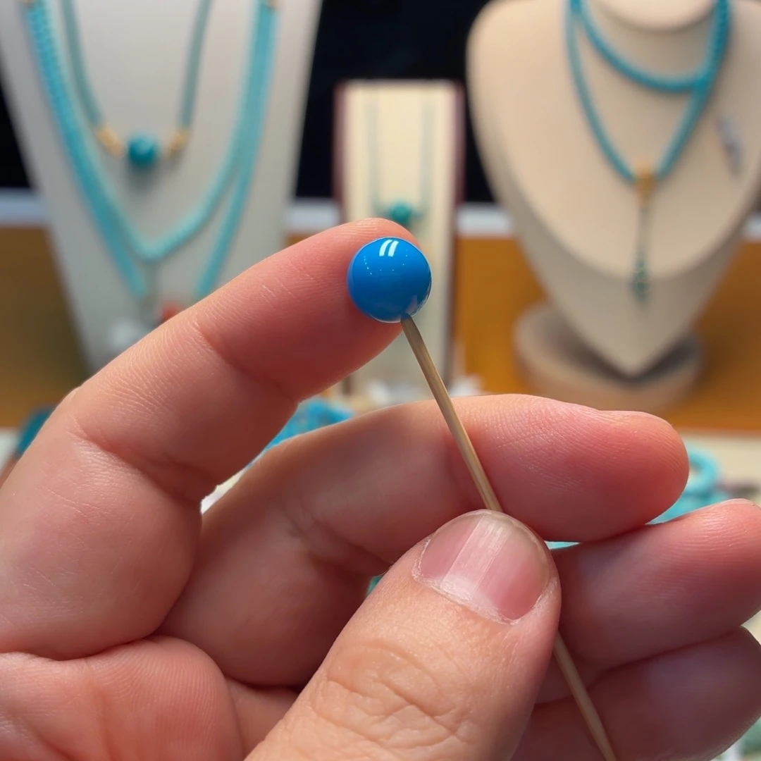 绿松石未镶嵌绿松石9.3mm暴力蓝圆珠