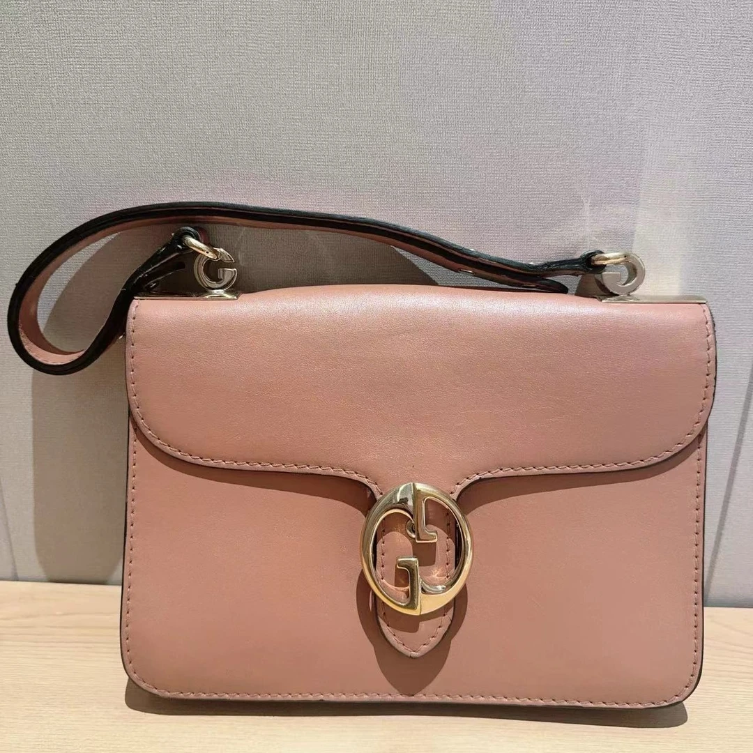 95新 GUCCI/古驰 粉色风琴手提包 045 6925