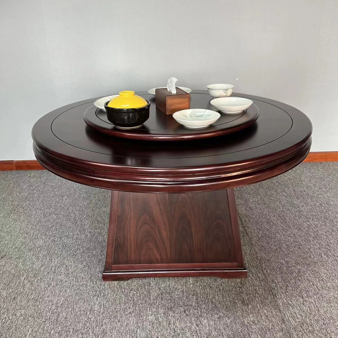 中式圆餐桌轻奢家用简约饭桌餐厅