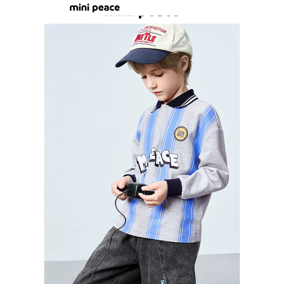 MINIPEACE太平鸟童装男童长袖T恤儿童翻领POLO衫运动秋装上衣新款
