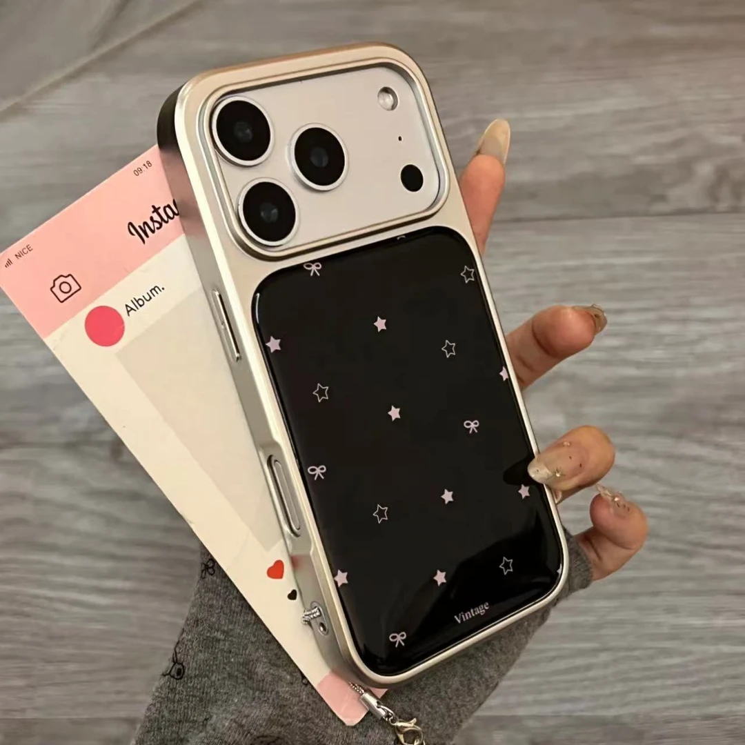 电镀黑底滴胶星星适用iPhone17promax手机壳苹果16Pro可爱15/14