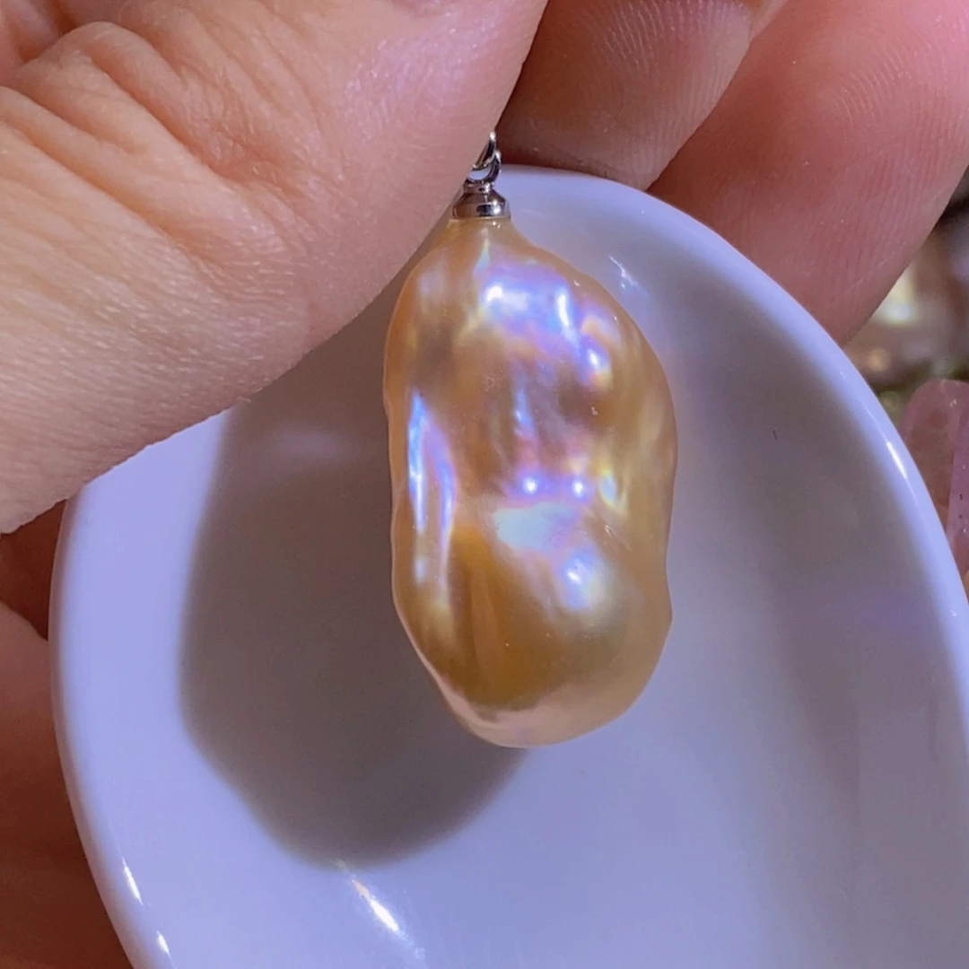 银S925镶嵌淡水珍珠天然淡水珍珠无染色无优化