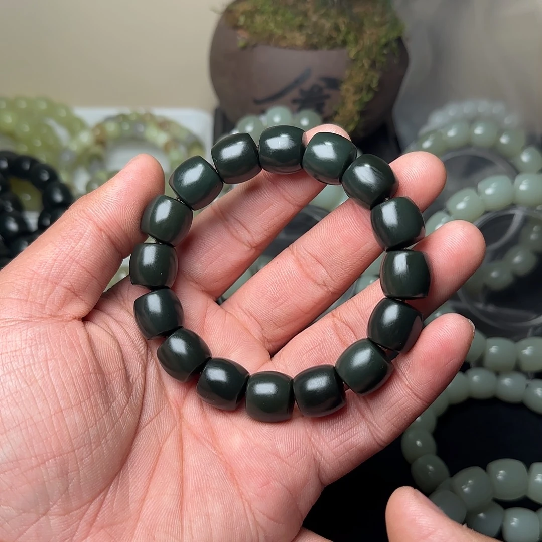 和田玉未镶嵌手串和田玉且末沙枣青卡14多样性拍一发一