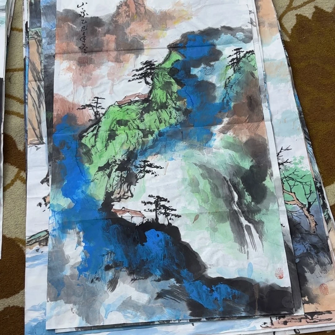 国画于新民三尺山水作品童