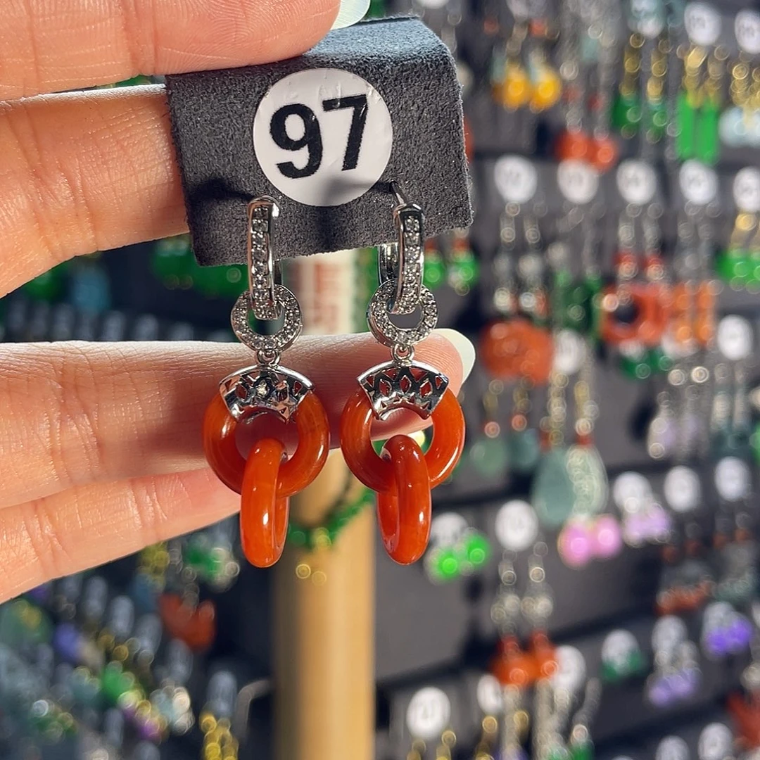 翡翠银S925镶嵌耳饰97