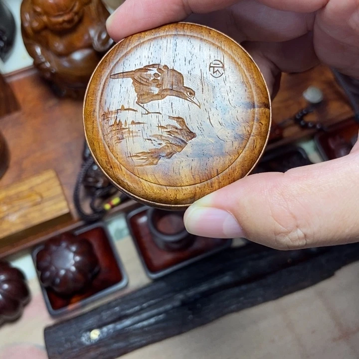 黄花梨/降香黄檀拓云印泥盒