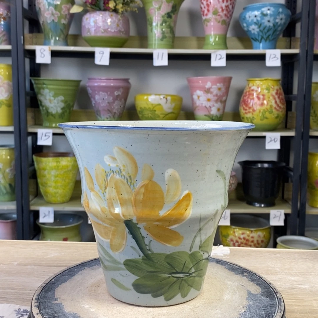 景德镇手工手绘陶瓷花盆