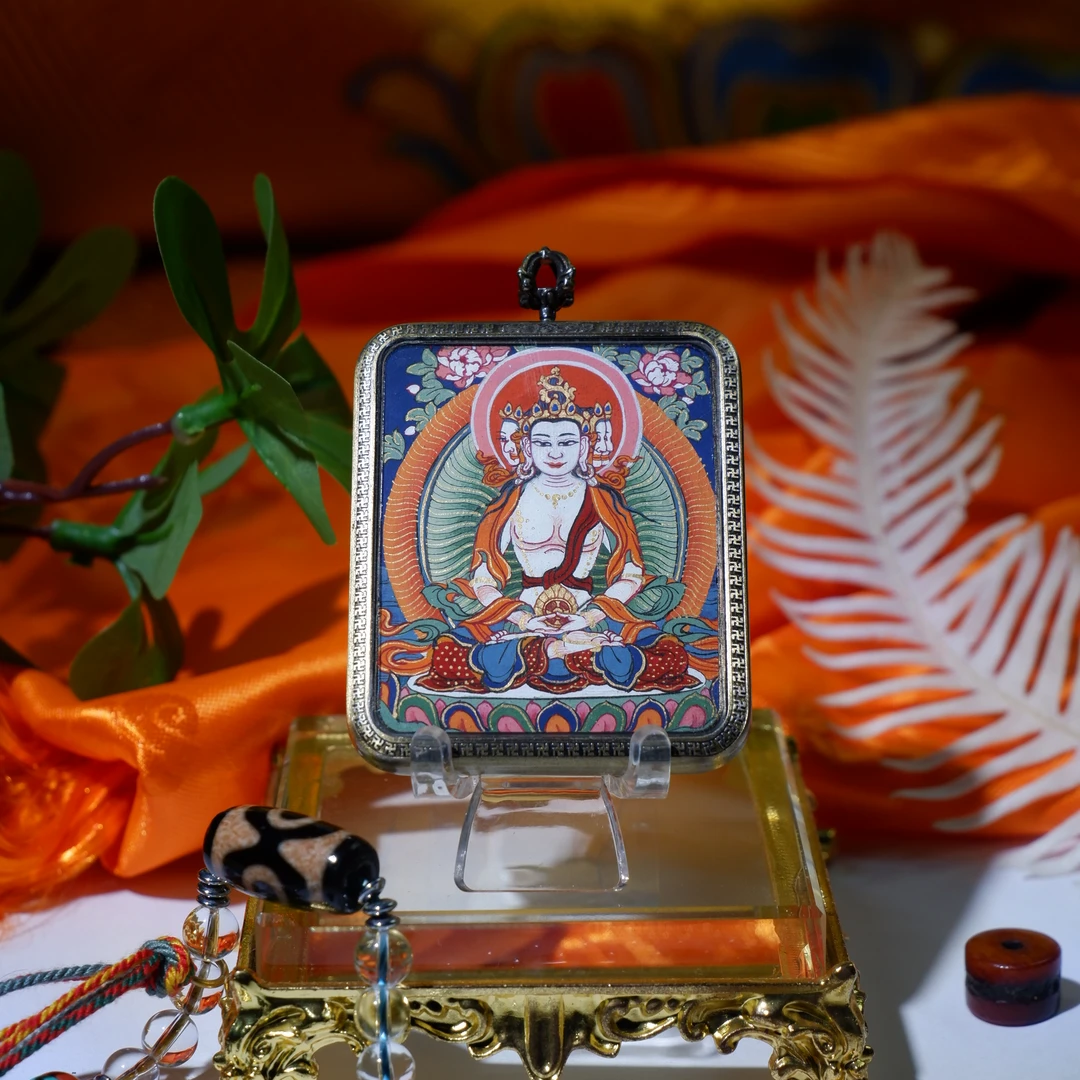 唐卡吊坠真品西藏纯手绘【大日】高卡青海热贡非遗矿物颜料正品保真