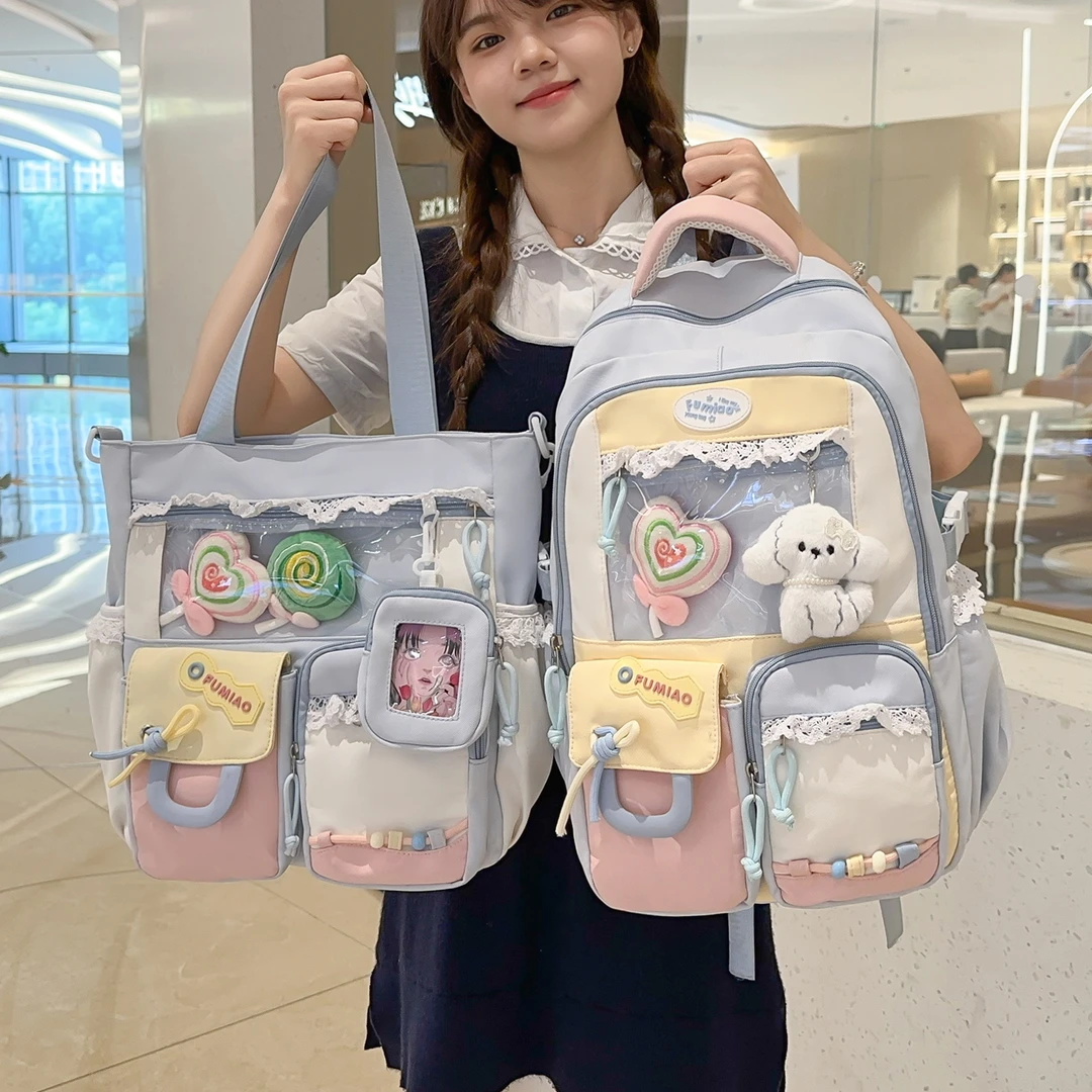 高颜值可爱少女校园背包初中女生高中学生书包女大容量痛包双肩包