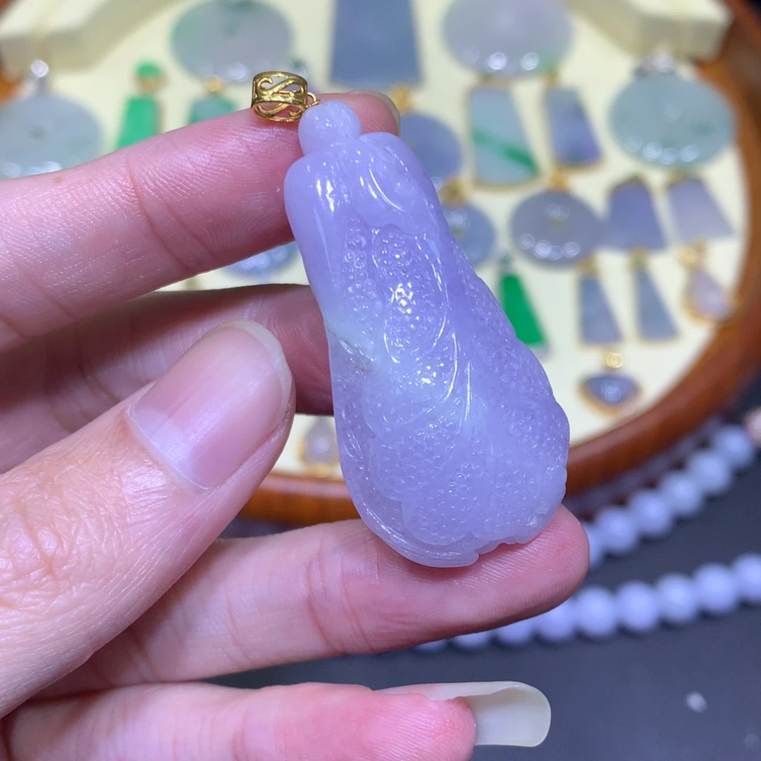 翡翠吊坠(不含链)18K金镶嵌