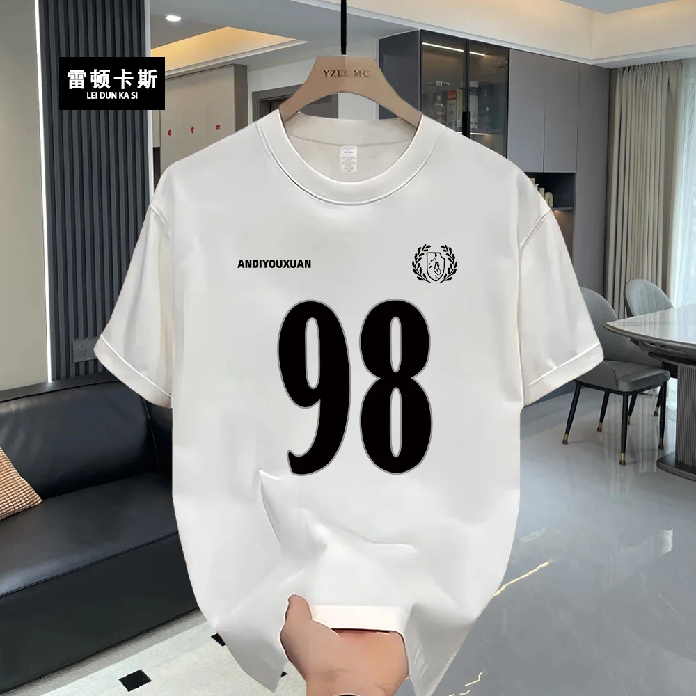雷顿卡斯美式痞帅重磅纯棉短袖T恤青年男女款夏季ins潮牌圆领上衣
